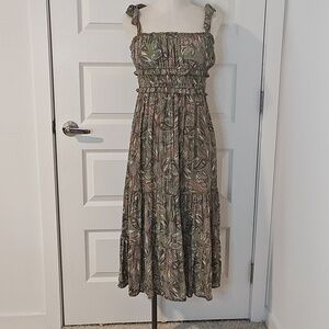 Boho Paisley Maxi Dress Size M | Earth Tone Sleeveless | Lined Spring Summer